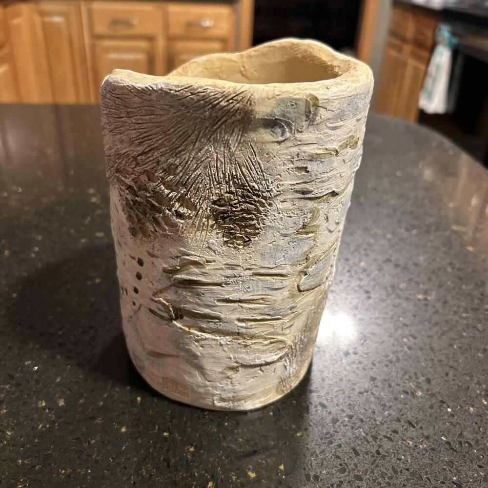 Rustic Lodge Utensil Crock made By Evergreen With Pine Cone And Wilderness Theme